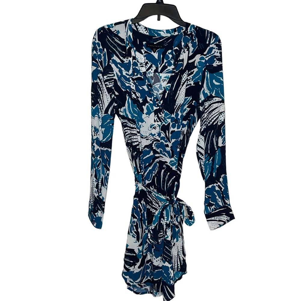 Sanctuary Women Dress Floral Long Sleeve Belted Surplice Shirttail Hem Sz. Small